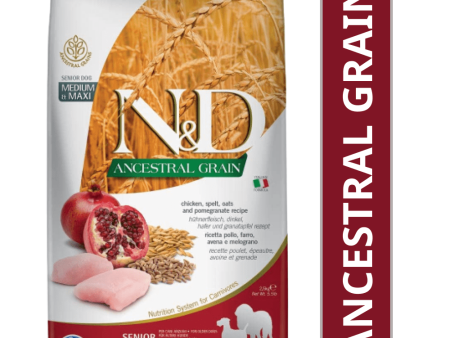 Farmina N&D Chicken & Pomegranate Ancestral Grain Senior Medium Maxi Dog Dry Food For Discount