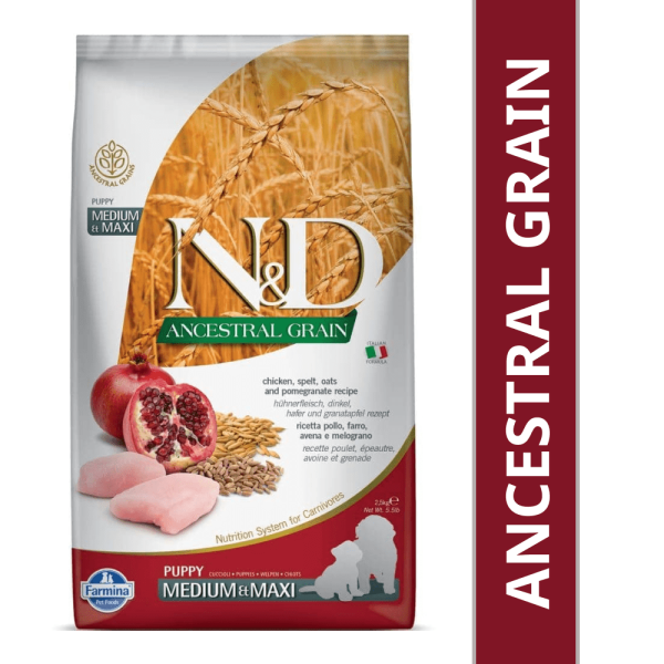 Farmina N&D Chicken & Pomegranate Ancestral Grain Puppy Medium Maxi Dog Dry Food Online Sale