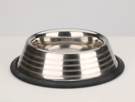 Skatrs Anti Skid Stainless Steel Striped Bowl for Dogs and Cats Online now