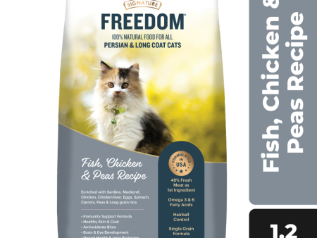 Signature Freedom Fish, Chicken and Peas Recipe Persian Adult Cat Dry Food Online Hot Sale