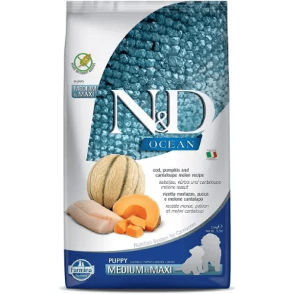 Farmina N&D Ocean Codfish Pumpkin & Cantaloupe Melon Puppy Medium & Maxi Dry Food Online