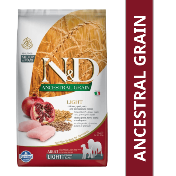 Farmina N&D Chicken & Pomegranate Ancestral Grain Light Adult Medium Maxi Dog Dry Food Online