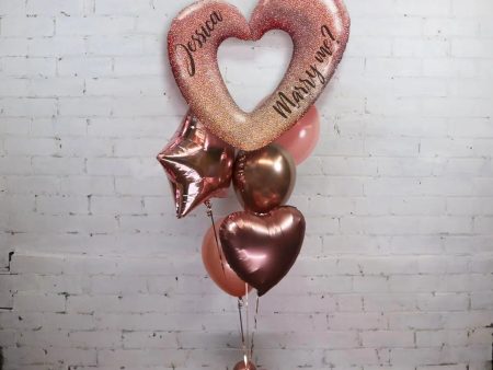 Custom Rose Gold Heart Balloon Bouquet Discount