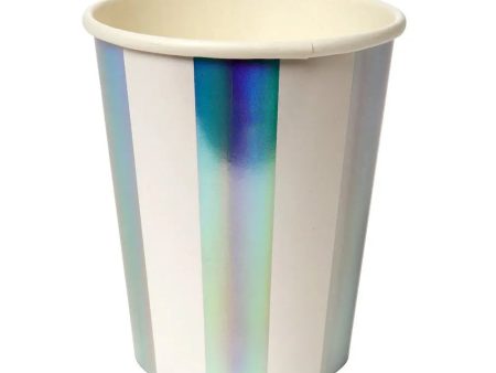 Meri Meri Holographic Stripe Cups - 8 Pkt Supply