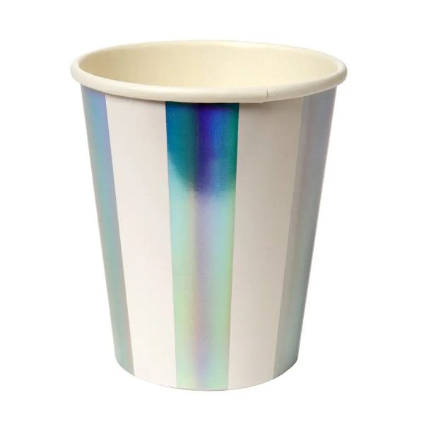 Meri Meri Holographic Stripe Cups - 8 Pkt Supply