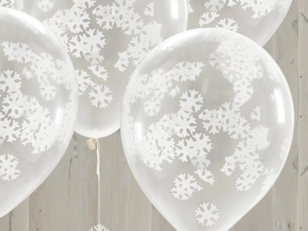 Ginger Ray Snowflake Confetti Balloons - 5 Pkt Cheap