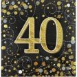 Sparkling Fizz Black & Gold 40th Napkins 16 Pkt Fashion