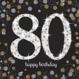 Sparkling Black 80th Napkins - Lunch 16 Pkt For Cheap