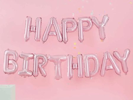 Ginger Ray Matte Pink Happy Birthday Balloon Banner For Discount