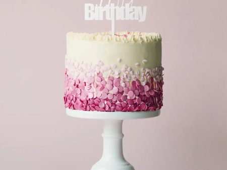 White Happy Birthday Cake Topper Fashion