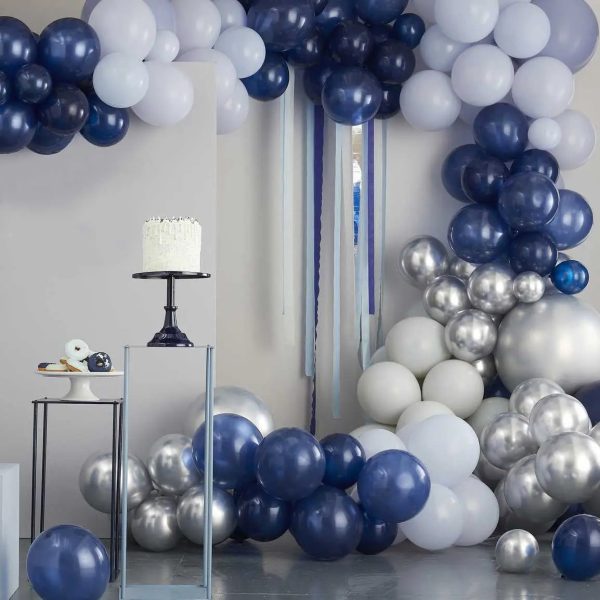 Ginger Ray Luxe Silver Navy & Blue Balloon Arch Kit Online Hot Sale