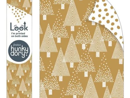 Trees on Gold Christmas Wrapping Paper Sale