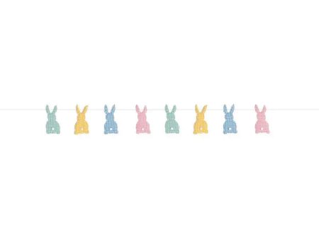 Stuffed Gingham Bunny Fabric Garland Online now