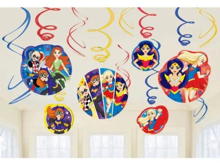 Super Hero Girls Hanging Swirl Decorations - 12 Pkt Online Hot Sale