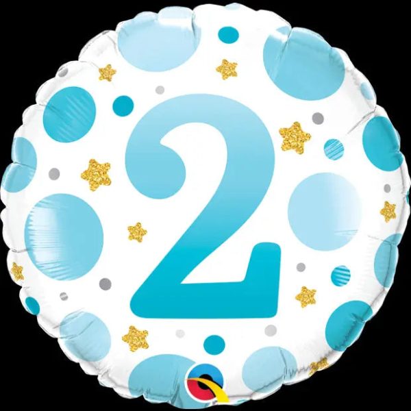 Blue Dots 2nd Birthday Foil Balloon Supply