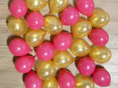 Fuchsia & Gold Mini Balloons - 25 Pkt Online now