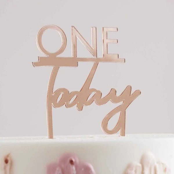 Ginger Ray Rose Gold One Today 1st Birthday Cake Topper Discount