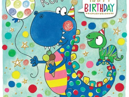 Rachel Ellen Dinosaurs With Balloon Birthday Card For Discount