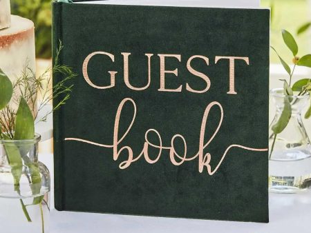 Ginger Ray Green Velvet Foiled Guest Book Online now