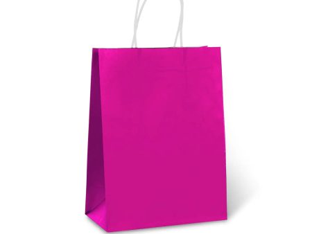 Hot Pink Paper Bag with Handles Supply