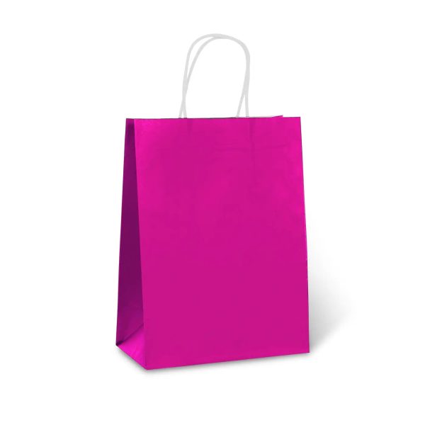 Hot Pink Paper Bag with Handles Supply