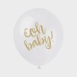 White & Gold Oh Baby Balloon - 8 Pkt Cheap