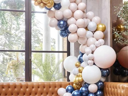 Ginger Ray Luxe Marble Navy & Gold Chrome Balloon Arch Kit Discount