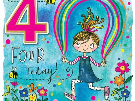 Rachel Ellen 4 Today Girl with Skipping Rope Birthday Card Online now