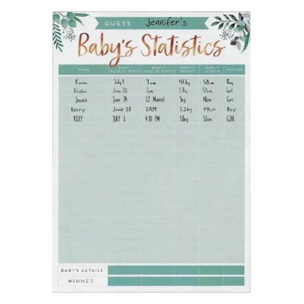 Guess Baby s Statistics Baby Shower Game Sale