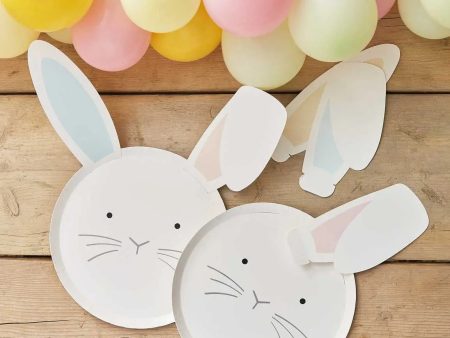 Ginger Ray Pastel Easter Bunny Paper Plates With Interchangeable Ears - 8 Pkt For Cheap