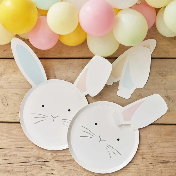 Ginger Ray Pastel Easter Bunny Paper Plates With Interchangeable Ears - 8 Pkt For Cheap