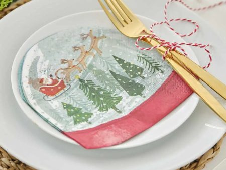 Ginger Ray Snowglobe Shaped Christmas Napkins - 16 Pkt Cheap