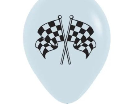 White & Black Racing Flags Balloons - Pack of 25 Cheap