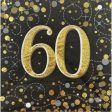 Sparkling Fizz Black & Gold 60th Napkins 16 Pkt Discount