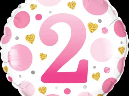 Pink Dots 2nd Birthday Foil Balloon Hot on Sale