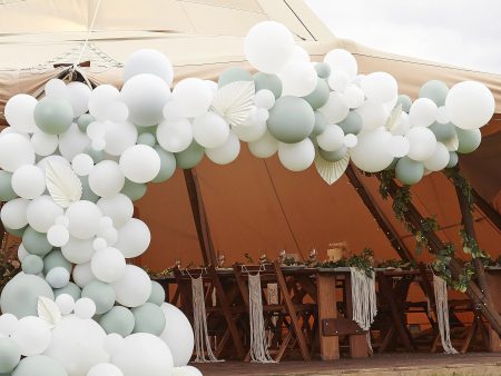 Ginger Ray Luxe Sage & White Balloon Arch and Fans Kit Cheap