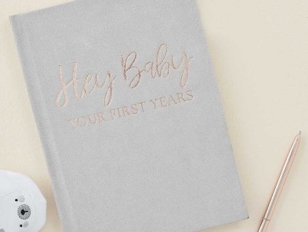 Ginger Ray Grey Suede Baby Journal Book Discount