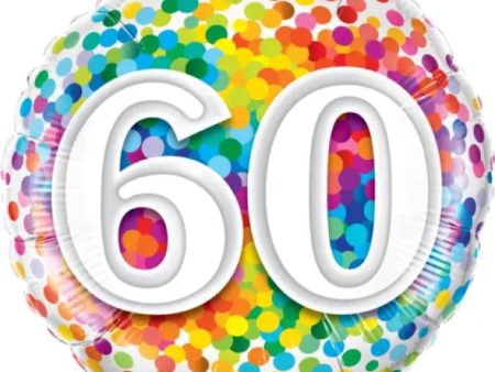 Rainbow Confetti 60th Foil Balloon Hot on Sale