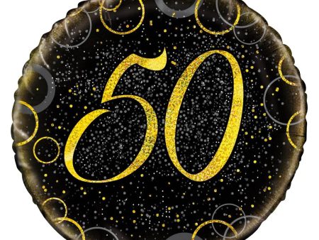 Glitz Gold 50th Birthday Foil Balloon For Sale