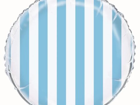 Pale Blue & White Striped Foil Balloon Online