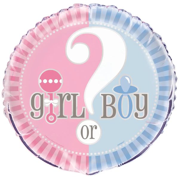 Gender Reveal Girl or Boy Stripes Foil Balloon Discount