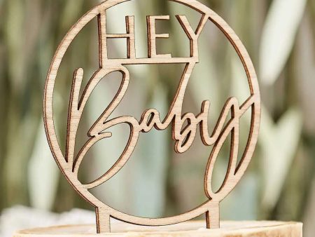 Ginger Ray Wooden Hey Baby Shower Cake Topper For Discount