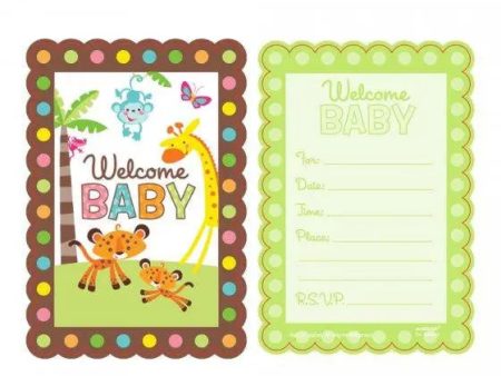 Fisher-Price Baby Shower Animals Invitations - 8 Pkt - CLEARANCE Hot on Sale