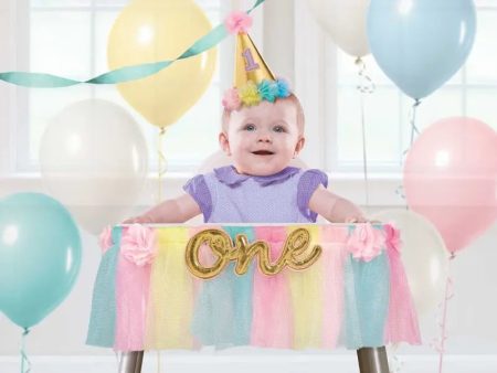 Gold & Pastel 1st Birthday High Chair Decoration Online