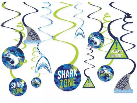 Shark Birthday Hanging Swirl Decorations For Cheap