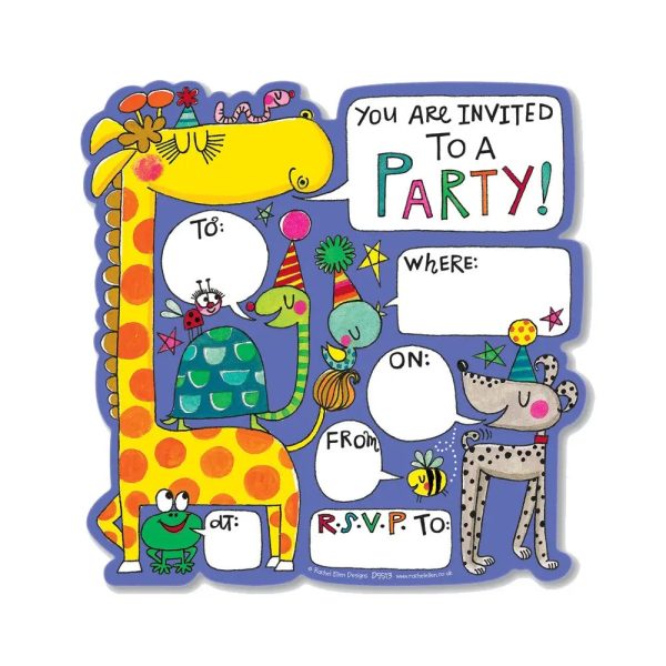 Rachel Ellen Animals Party Invitations - 8 Pkt For Cheap