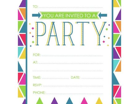 Geometric Party Invitations - 20 Pkt Sale