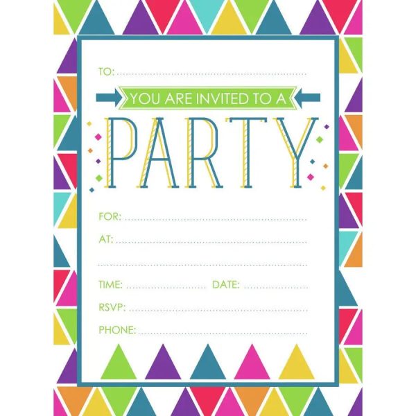 Geometric Party Invitations - 20 Pkt Sale