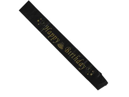 Black Happy Birthday Sash Supply