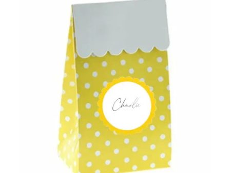 Yellow Spotted Treat Box & Scalloped Label Sticker Fashion